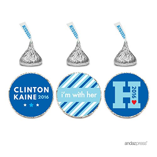 Andaz Press Chocolate Drop Labels Trio, Presidential Election, Hillary Clinton for President 2016, 216-Pack, Fits Hershey's Kisses Party Favors, Decorations