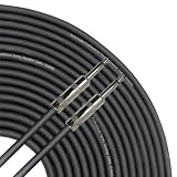 GLS Audio 25 feet Speaker Cable 16AWG Patch Cords - 25 ft 1/4 to 1/4 Professional Speaker Cables Black 16 Gauge Wire - Pro 25' Phono 6.3mm Cord 16G - Single