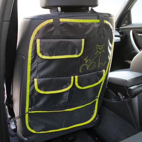 Imagen 3 de Cartrend 60282 Katze - Organizador con bolsillos para asiento con diseño de oso, color negro y amarillo