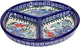 Polish Pottery Ceramika Boleslawiec 0727/169 Mercedes Divided Platter, 10-3/4-Inch in Diameter,