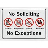 SmartSign Security Sign, Legend "No Soliciting No Exceptions" with Graphic, Black/Red on White