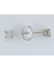 14k White Gold Diamond Solitaire Earrings (0.06 Cttw, G-H Color, I1-I2 Clarity)
