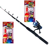 TOISTAX 釣具 よくばり セット 2m 釣り竿 ロッド リール ルアー エギング 仕掛け ちょい投げ 200A (ロッド＆リール＋かんたんサビキセットA6号×2セット 200A-17)