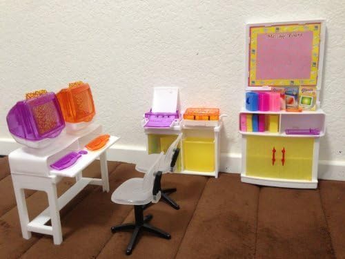 Barbie Size Dollhouse Furniture- Computer Room Play Set by Huaheng Toys