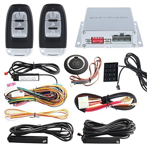 EASYGUARD Smart Key Rfid PKE Car Alarm System Remote Engine Start Starter Push Start Button & Touch Password Entry Keyless Go System Hopping code Universal Version