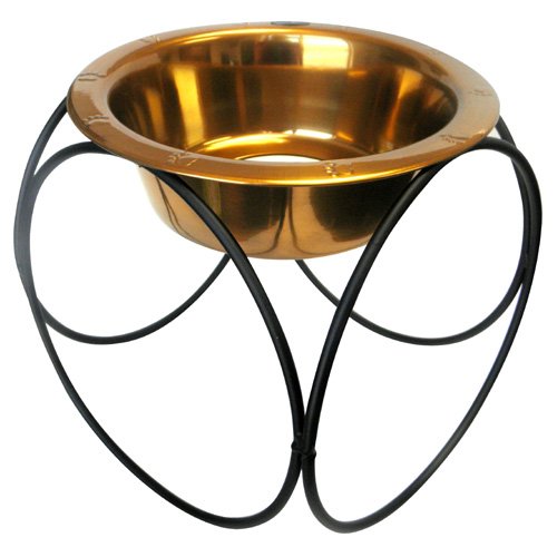 Olympic Dinner Stand w/ 16oz Stainless Steel Dog Bowl - Gold