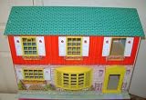Vintage Metal Doll House Filled with Mar and No Name Furniture