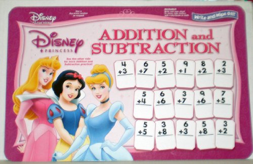 12-Pack Disney Princess Addition & Subtraction Wipe-off Learning Place Mats