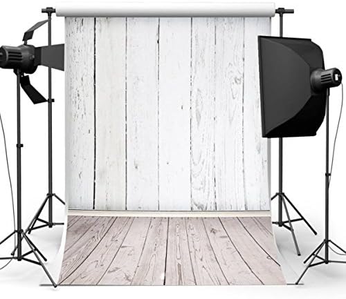 Microbuy Update Version Silk 5x7ft Photography Background Photo Backdrops White Wood Floor Props for Studio
