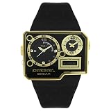 Diesel DZ7102 Gents Black Dial With Gold Detail Black Leather Strap Watch