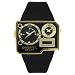 Diesel Men's Analog and Digital Gold-Tone Stainless Steel and Black Leather Watch #DZ7102