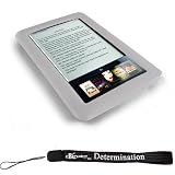 Kroo Skin Case For Barnes & Noble Nook E-Reader (white) + Includes a 4-Inch eBigvalue Determination Hand Strap
