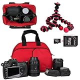 Vangoddy designed RED Medium DSLR & SLR HD Digital Camera Bag, Mythra Collection Sling For all Nikon SLR Entry Level or Professional Cameras with room for all Nikon accessories (D7000, D5100, D5000, D3100, D3000, D700, D90, D60, D40, D3S, Nikon 1 J1, DX-Format CMOS, Camera body Only, NIkkor Lenses, Grip, SLR Flash equipment, Camera Batteries, ect) + 4GB Micro SD Card with SD Adaptor + Black &a