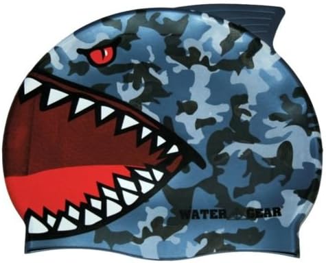 Silicone Critter Learn to Swim Cap Blue Camo Shark Child Swimming 39700-bs Jaws