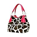 Fuchsia Giraffe Designer Inspired Animal Print Handbag Purse Bag 
Tote