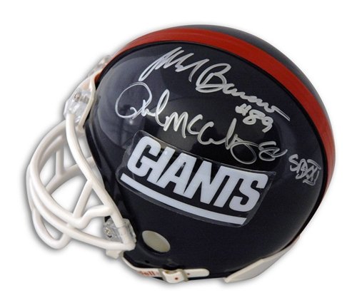 Mark Bavaro and Phil McConkey Autographed/Hand Signed New York Giants Mini Helmet