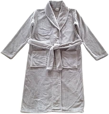 Xmas Sky Women's & Men's Coral Fleece Gown Housecoat Bathrobe Gray Size M