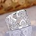 New Fashion Beautiful Jewelry Austrian Crystal Hollow Heart Sweet Love Silver Ring Band