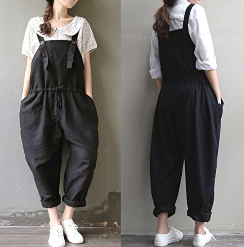 サルエルパンツ オールインワン 綿麻サルエルサロペット