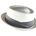 New Braid Upturn Brim Stripe Wide Band Porkpie Hat White Medium / Large