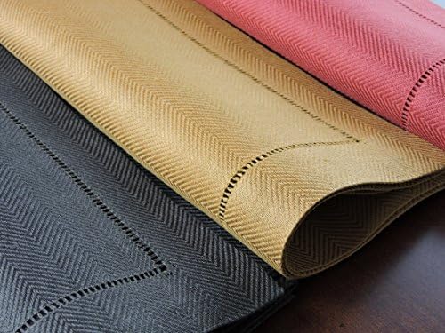 Nobel Linen Napkin 24in (61cm) Square Herringbone Weave Finished with Hand-Made Hemstitch - Curry