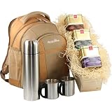 Tea Lovers Picnic Rucksack Hamper Cool Bag set for Two Person with Travel Rug, 0.75l Flask and Mugs FREE DELIVERY Outdoor Living