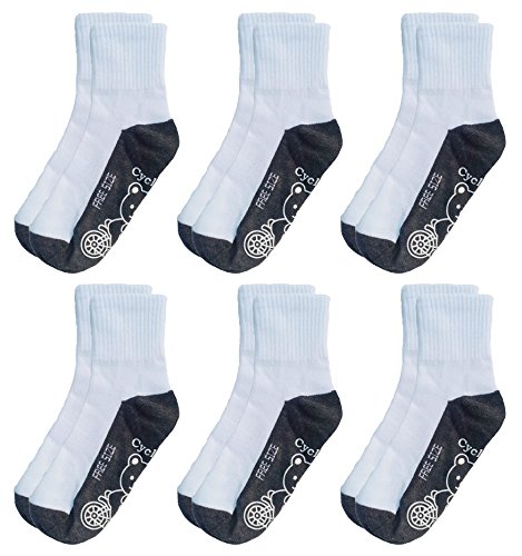 Deluxe Adult Anti Non Skid Slip Slipper White Crew Socks For Women 6 Pack