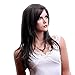 Sexy Long Black With Brown Highlight Natural Straight Side Swept Fringe Bang Women Wigs