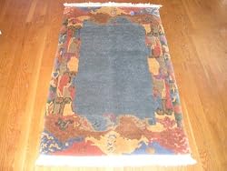Handmade Tibetan Rug with Gerooz Border 3'1'x5'