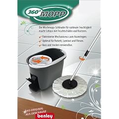 360 Mopp Set mit 2 Moppk�pfen | Das Original aus dem Hause Benley | Der beste Wischmopp | Nass / Trocken Mop - Putzen ohne Spuren zu hinterlassen | 100% hochwertiger Microfaserkopf | Super saugf�hig | Saubere H�nde | Einfach und m�helos | (grau / gr�n)