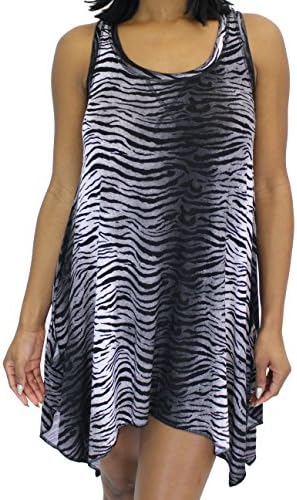 Isabella Rodriguez - Sharkbite Swing Dress Tunic Top - Black/White Zebra XL