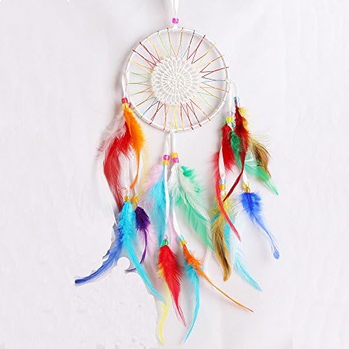 {Factory Direct Sale} Handmade Dream Catcher Circular Net with Feathers Wall Hanging Decoration Decor Ornament Craft Gift New (L1549-Multicolor)