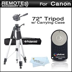 Photive RC-6 Wireless Shutter Release Remote Control For Canon Digital Rebel T3i, T2i, T1i, XT, Xti, 5D, 7D DSLR (Canon RC-5 &amp; RC-6 Replacement) + 72" Super Strong Tripod With Deluxe Soft Carrying Case + MicroFiber Cleaning Cloth: Camera &amp; Photo