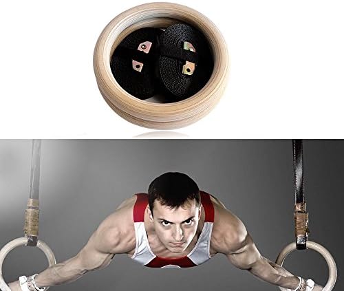 Olympic Exercise Wooden Gymnastic Rings Buckles Straps Pull UP Strength Training