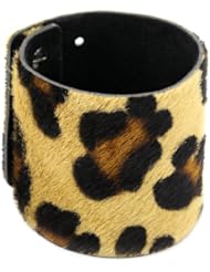 Streets Ahead 2.5" Italian Hair Calf Cuff Bracelet with Leopard Print