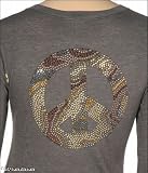 J & Company Long Sleeve Gold Studded/Crystalled Peace Sign Top