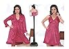 Indiatrendzs Sexy Hot Women's Silk Satin Nighty Pink 2pc Set Sleepwear Freesize