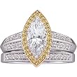14K Two-Tone Gold Natural Yellow and White Diamond Wedding Set Semimount - 0.50 Ct. - CENTER STONE NOT INCLUDED