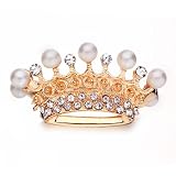 Pugster Clear Crystal Shinning Distinguished Crown Pearl Brooch