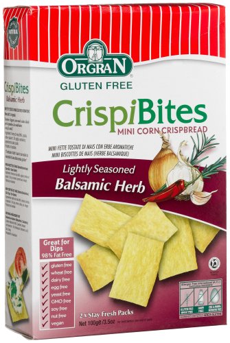 OrgraN CrispiBites Mini Corn Crispbread, Balsamic Herb, 3.5-Ounce Boxes (Pack of 8) by OrgraN
