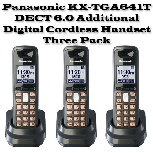 Panasonic KX-TGA641T DECT 6.0 Additional Digital Cordless Handset Three Pack