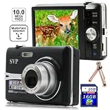 SVP Slim Xthinn-A10 Black 10MP 3x Optical Zoom 3 LCD ISO 1000 Digital Camera (SVP 16GB SDHC Memory Card & Tripod Included)