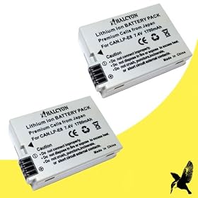 Two Halcyon 1700 mAH Lithium Ion Replacement Battery for Canon EOS Rebel T3i 18.0 MP Digital SLR Camera and Canon LP-E8