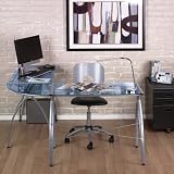 Calico Designs Jameson L-Shaped Glass Writing / Laptop Desk - Blue Glass - 50310