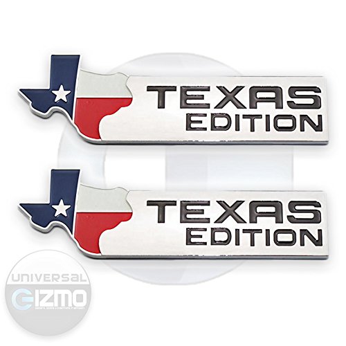 Chevy GMC Ford Texas Edition State Flag Truck Emblem (Chrome) - Pair