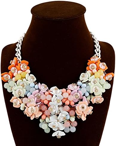 Celestte (TM)Women Stunning Style Pure Fresh Candy Color Crystal Gem Flower Necklace Bib Collar