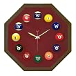 Octagon Mahogany Billiard Clock With Burgundy Mali Felt