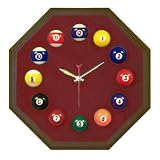 Octagon Mahogany Billiard Clock With Burgundy Mali Felt