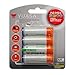 Yuasa - 4 Pack 2300mAh AA NiMH Rechargeable Batteries with FREE Battery Case