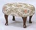 Coaster Queen Anne Style Footstool with Floral Damask Covered, Cherry Finish